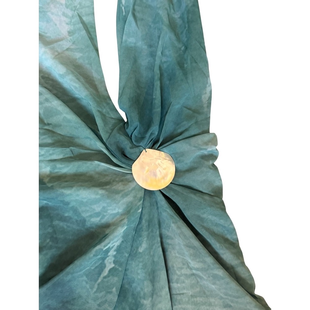 Peppermayo Eleanora Plunge Scarf Mini Dress Green Tie Dye US 6 Halter Backless - Picture 4 of 9